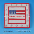 American flag series red ceramic money pot